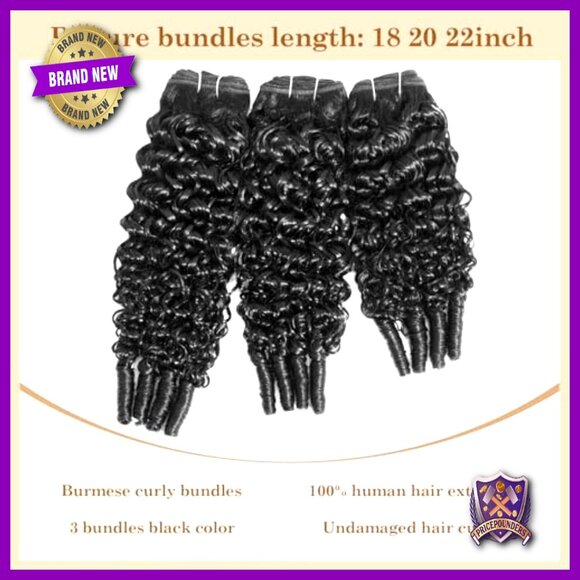 Raw Curly Human Hair Extensions 3Pcs 18 20 22 Inch Spiral Ends